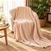 NONE Coperte morbide in maglia adatte ad adulti e bambini, coperte calde per il riposo con aria condizionata, texture ondulata tridimensionale rosa chiaro, coperte decorative per divani e camere da letto,