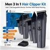 NONE Tagliacapelli elettrico 3 in 1 per uomo, regolabarba multifunzione, rasoio a lamina, taglia peli del naso, ricaricabile tramite USB tipo C, kit per la cura della persona.
