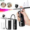 PEICON Aerografo con compressore, mini pistola a spruzzo portatile, pistola a spruzzo per pittura, decorazione di unghie, modellismo, decorazione di torte, kit aerografo portatile senza fili con compressore.