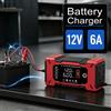 NONE Caricabatterie per auto con tecnologia di riparazione intelligente a impulsi, ricarica rapida per auto, moto, SUV, batterie al litio, AGM, al piombo e al gel. Caricabatterie intelligente da 12V 6A con