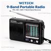 NONE WETECH W3506 Radio portatile a onde corte, ricevitore a 9 bande FM AM SW1‑7, supporta ingresso AUX, alimentazione a corrente continua, funzionamento con batterie AA, per uso domestico e all'aperto