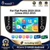 podofo Autoradio Android Podofo con schermo touchscreen in vetro temperato 2.5D HD da 6,2'', 2GB+64GB, navigazione GPS, WiFi, Bluetooth, FM, lettore USB, CarPlay wireless e Android Auto per Fiat Punto Linea