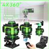 NONE Livella laser 4D a 16/12/8 linee, linea verde, ricaricabile, 360 ° Set di livella laser a raggio verde, con livellamento automatico, per misurazioni orizzontali e verticali.