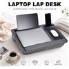 NONE Tavolino da letto portatile per laptop, con cuscino e tappetino per il mouse, adatto a laptop fino a 17 pollici, con alloggiamento per tablet e telefono, maniglia integrata, poggiapolsi morbido,