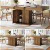 NONE Tavolo da pranzo allungabile con vano contenitore integrato, da 140 a 180 cm, ante a listelli verticali, ripiani rimovibili, disponibile in 2 colori: rovere chiaro e noce. Tavolo da pranzo