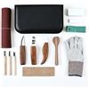 HUQINWU 16 Pcs Strumenti per Intaglio del Legno per adulti, bambini, principianti | Include coltello da intaglio, blocco di legno e guanti antitaglio, coltelli da intaglio legno, professionale intaglio