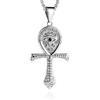 HZMAN Cubic Zirconia Eye of Horus Necklace for Men Women Stainless Steel Retro Egypt Coptic Ankh Cross Necklace Pendant Jewelry Gift