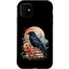 Raven Rose Gothic Romance Cottagecore De Custodia per iPhone 11 Whimsigoth Corvo e Rose Autunno Floreale Montagna Scena