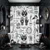 HUSPWP Tenda da doccia per Halloween, tarocchi gotici, boho, chiromanzia, misterioso, gatto nero, orrore, magia, teschio spettrale, sole, luna, vintage, stregoneria, tessuto fresco, decorazione per la