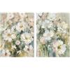 DRW Set di 2 Quadri su Tela con Fiori e con Parte Dipinta a Mano in Bianco, Beige e Verde, 3 x 60 x 80 cm