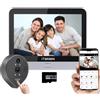 iTenen Spioncino Digitale WiFi 3.0MP 32G Card Inclusa, batteria in polvere per la macchina fotografica della porta dell'appartamento, installazione facile, chiamata al telefono cellulare(ED-300P)