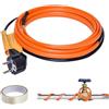 KQWVZ 2M Cavo Riscaldante Antigelo, Cavo di Riscaldamento Autoregolante, 25W/M 220V Cavo Scaldante per Tubi Antigelo con Termostato Impedisce il Congelamento di Tubi, Grondaie e Piante