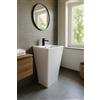 GT-LUX Lavabo lavandino lavello a colonna da appoggio a terra in ceramica bianca quadrato | rotondo ovale (Quadrato - YH401)