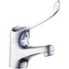 Topolenashop Rubinetto Miscelatore Lavabo Leva Clinica a Gomito - Monocomando in Ottone Cromato con Leva Lunga - Completo di Flessibili e Kit Montaggio | 69205
