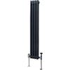 Monster Shop Radiatore Termosifone a 2 Colonne 1500 x 202 mm Moderno Centralizzato Grigio Antracite in Acciaio Inox Verticale a Parete Cucina Soggiorno Bagno Kit di Fissaggio e Spazzola Inclusi