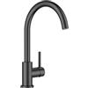 FORIOUS Rubinetto Lavello Cucina, Miscelatore Cucina, Rotazione a 360°, Controllo Acqua Calda e Fredda, Foro Singolo Adatto per 1 o 2 Lavandini, Nero Matte