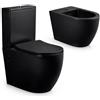 LARDECOR - WC Rimless con Cassetta, Bidet e Doppio Scarico, Nero | Struttura in Ceramica, Sedile Slim in UF a Chiusura Ammortizzata e Installazione a Pavimento
