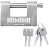 Kawaha 71/80KD-5SK - Lucchetto resistente in acciaio inossidabile a forma di D con chiave per porta del garage, container, capannone e magazzino (7,9 cm, con chiave diversa - 5 chiavi in acciaio