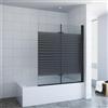 AQUABATOS Vasca da bagno senza foratura, colore nero, 120 x 140 cm, 2 pezzi, pieghevole, divisorio per doccia, parete pieghevole per vasca da bagno, doccia, vetro di sicurezza ESG NANO