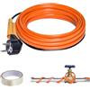 KQWVZ 4M Cavo Riscaldante Antigelo, 25W/M 220V Cavo di Riscaldamento Autoregolante, Cavo Riscaldante con Termostato, Cavi Termici per Tubi, Impedisce il Congelamento di Tubi, Grondaie e Piante