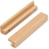 SYZOW 6 Pezzi Maniglia per armadio in legno massello 160 mm | Maniglia in legno per cassetti e ante d'armadio (faggio, 128mm)
