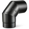 MAKA change your life quality Maka Curva 90 Gradi Ispezione Canna Fumaria Legna Nero Ø 150 mm | Acciaio 2,0 mm verniciatura siliconica antracite, Hu 158 mm, innesto a strozzatura 50 mm, canale da fumo uso interno