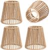 PORFOYO Set 4 Paralume Sospensione in Rattan Boho E27, 14x10x14 cm Paralume per Lampada da Tavolo e Terra, Paralume Intrecciato Decorativo per Lampadario e Illuminazione Interna