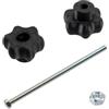 Aerzetix Set di 8 manopole di serraggio M5 / 4 viti M5x100 mm / 4 dadi M5 | Maniglie a stella in plastica nera / corsa di serraggio massima 76 mm