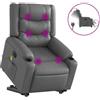 vidaXL Poltrona per massaggi con ausilio per la posizione eretta elettrica in Pelle finta grigia