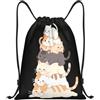 Zelinge Sacca sportiva con coulisse, Gatti Seduti Nero, S (14 x 16.9 inch | Borsa a tracolla per sport, nuoto, yoga