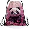Generic Borsa con coulisse Pink Flowers Panda Sport String Zaino sport 36x42cm | Sacca Zaino Sportivo design elegante Sacca sportiva per uomo e donna Regalo spiaggia