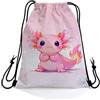 Generic Sacca sportiva Pink Axolotl Zaino con Coulisse Festa 36x42cm | Sacca da Ginnastica resistente Sacchetti per Adulti Palestra quotidiano