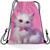 Generic Sackpack Cinch Pink Cat Zaino con Coulisse Viaggio 36x42cm | Zaino Sportiva Moda Sportiva Sacche per Festa sport yoga