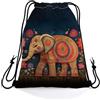 Generic Sportiva Sacche Ethnic Flowers Elephant Sport String Zaino Regalo 36x42cm | Borse da Palestra Impermeabile Zaino Sportiva per quotidiano Palestra Viaggio