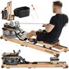 tectake® Vogatore ad acqua in Legno Pieghevole, Carico Max 150kg, Bluetooth, Sedile Ergonomico, App Kinomap, 6 Livelli di Resistenza, Struttura in Faggio, con Ruote, attrezzi palestra casa, home gym