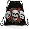 Generic Sportiva Sacche Flowers Rose Skull Sacche Sportive Adulti 36x42cm | Borse da Palestra Carino Zaino con Coulisse per Palestra Best Friends Viaggio