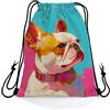 Generic Drawstring Bag Pink Blue French Bulldog Sacca Coulisse yoga 36x42cm | Sacca sportiva Regolabile Zaino con Coulisse per uomo e donna sport Best Friends