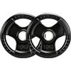 SPORTNOW Set Dischi Palestra Olimpici da 2x10 kg, Foro Ø50 mm, Nero | Dischi Pesi, Rivestiti in Gomma, 3 Impugnature, Pesi per Bilanciere Manubri, Sollevamento Allenamento Fitness Palestra Casa