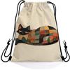 Generic Borse da Palestra Patchwork Cat Sacca sportiva Festa 36x42cm | Gym Sacco Stampata Sport String Zaino per Adulti nuotare yoga