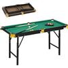 SPORTNOW Tavolo da Biliardo Pieghevole Regolabile 140x63x55-75 cm Verde | Con Accessori, Stecche da Biliardo, Palle, Triangolo e Spazzola, Professionale per Adulti