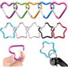 Cheynn 10 moschettoni a forma di stella, piccoli moschettoni a forma di cuore, in alluminio, colorati, portachiavi per attività all'aperto, per zaino, fai da te, campeggio, pesca, montagna