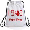 Generic Sportiva Sacche White Perfect Timing Sport String Zaino uomo e donna | 36x42cm Borse da Palestra Carino Gym Sacco per spiaggia Festa nuotare