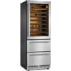 Frigo vini ventilato 425 litri - 141 bottiglie - Doppia temperatura - Porta vetro e 2 cassetti Silver - 59,5x68,5xH179,5 cm