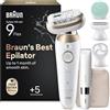Braun Silk-Épil 9 Flex Epilatore Elettrico Donna, Accessori, 9-481 3d Oro | SkinSpa, Testina Flessibile a 360° per Epilazione Semplice, Impermeabile, Batteria Ricaricabile, Pelle Liscia a Lungo