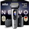 Braun NEVO Rasoio Elettrico Barba, Custodia Da Viaggio, NEVO11005C, Argento | Regolabarba Uomo Impermeabile, Rasatura Senza Compromessi, Tecnologia Aerotouch, Sistema di Cura 7in1, Custodia,Ricaricabile