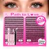 Path to Love Ciuffetti Ciglia Finte Kit 560 Pezzi, Lash Cluster 9-16mm 30D Curl D Fluffy, Extension Ciglia Con Colla e Pinzette, Impermeabile Effetto Naturale per Uso Personale