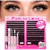 Path to Love Ciglia Finte Ciuffetti Kit 448 Pezzi 100D Volume Cluster Lashes,con Bond & Seal e Pinzetta,Extension Ciglia 9-16 mm Misti,Curvatura D,Impermeabile,Vaporoso e Leggero per uso Personale e Domestico