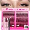 Path to Love Ciuffetti Ciglia Finte Kit 560 Pezzi, Lash Cluster 9-16mm 30D+40D Curl D Fluffy, Extension Ciglia Con Colla e Pinzette, Impermeabile Naturali