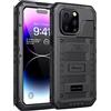 Beeasy Cover per iPhone 14 Pro Max IP68 Impermeabile Custodia Militare Antiurto Resistente 360° Metallo Armor Protezione Schermo Integrata Rugged Robusta Indistruttibile Subacquea Antipolvere Nero