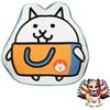 Nyanko Big Store The Battle Cats Nyanko Daishouten Original Die-Cut Cushion Cat Shop Clerk